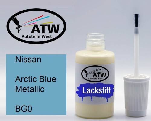 Nissan, Arctic Blue Metallic, BG0: 20ml Lackstift, von ATW Autoteile West.